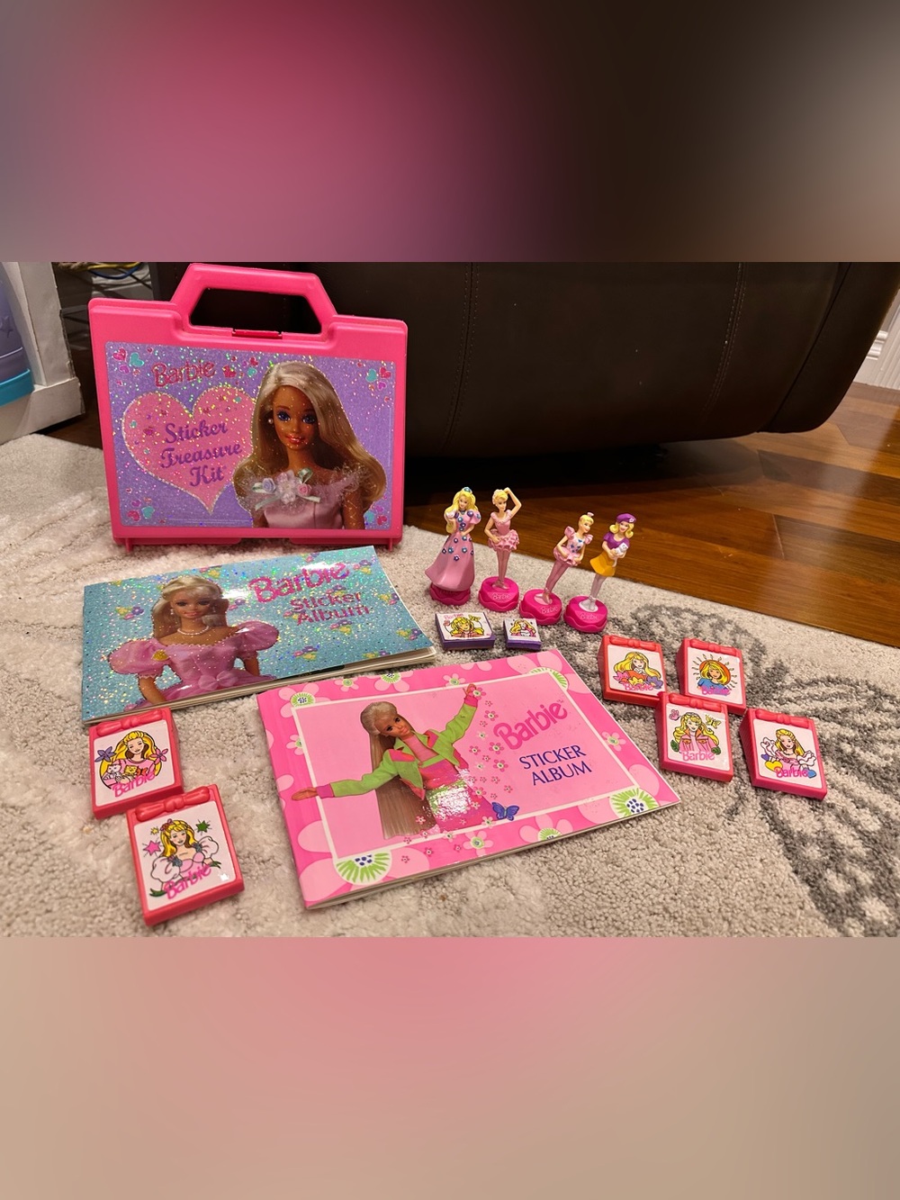 ✨ Rare Vintage 90s Barbie Sandylion Sticker Storage Case & Stamps ⭐️